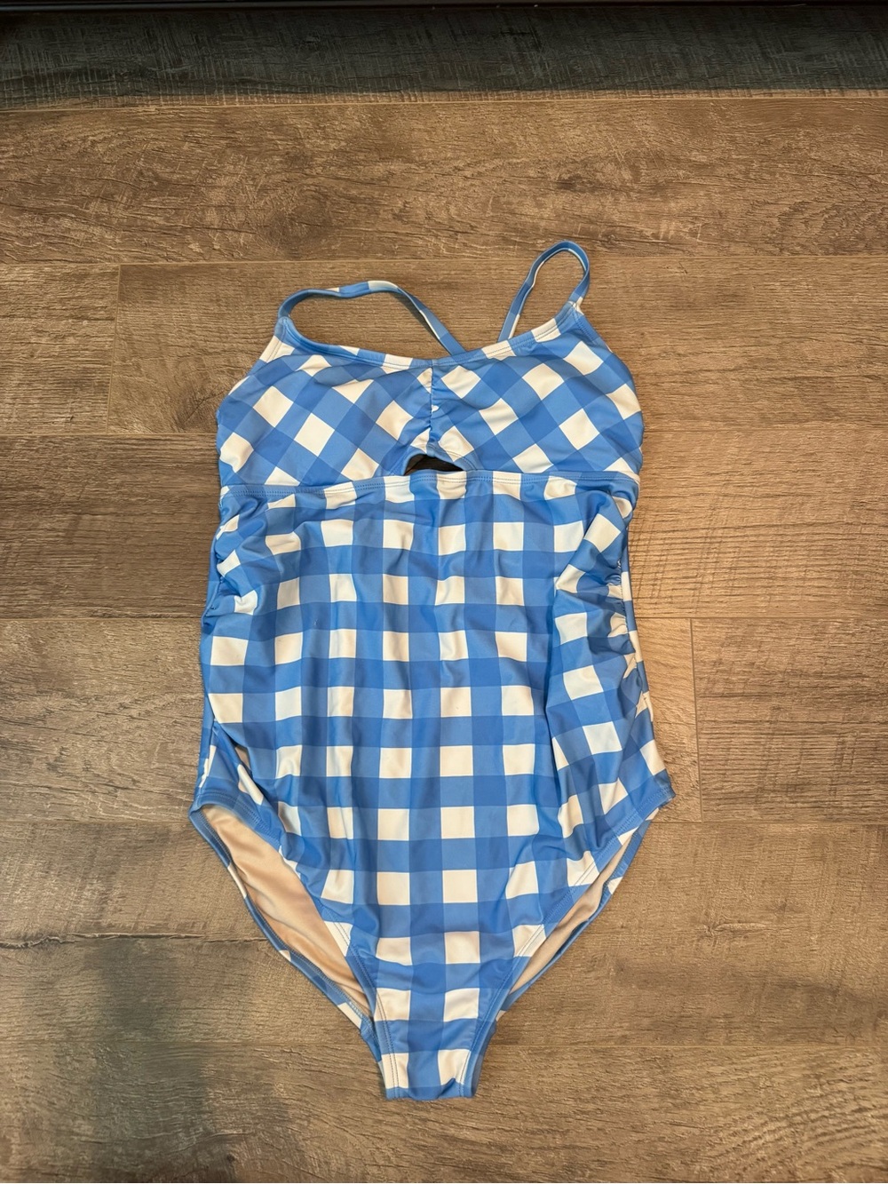 Isabel Maternity by Ingrid & Isabel Blue and White Gingham One-Piece Swimsuit